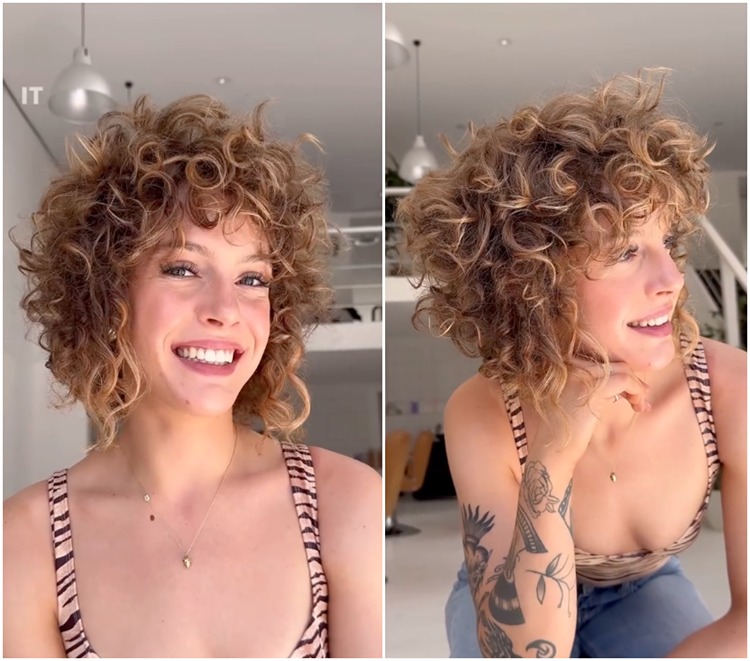 kurzhaarschnitt für locken mit pony