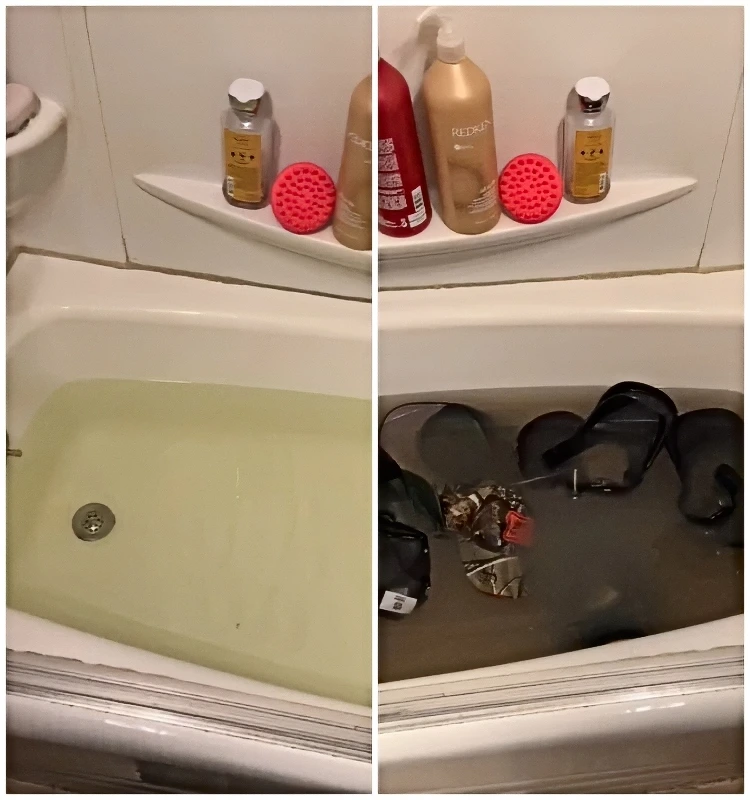 laundry stripping tik tok cleaning trend caps in der badewanne (1)