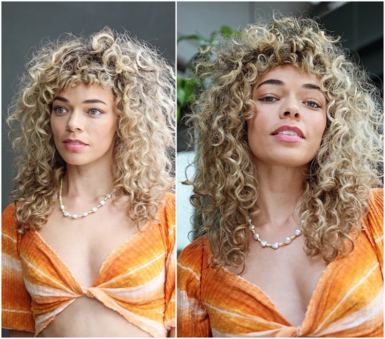 lockenfrisur mit pony im messy look