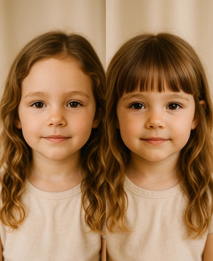 mädchen ohne und mit pony bild