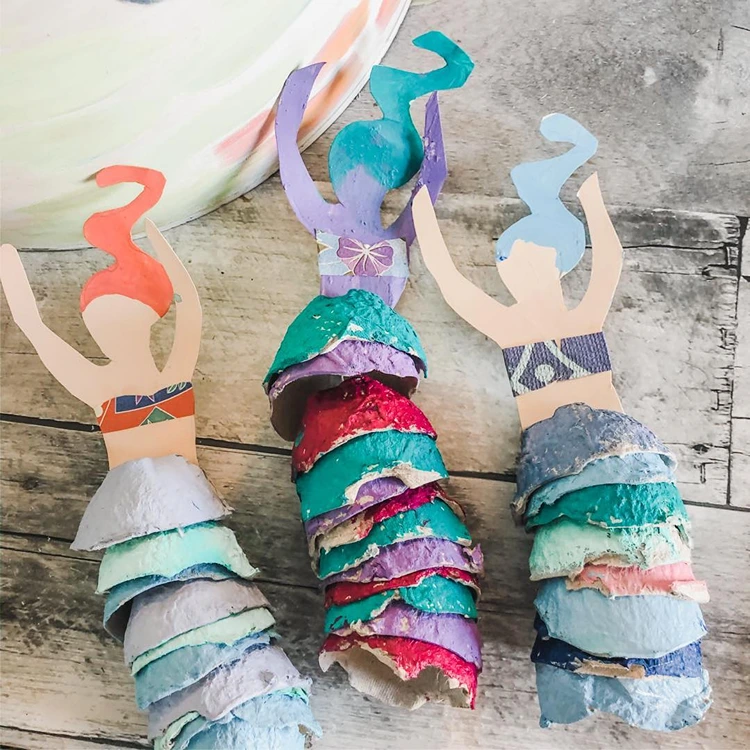 meerjungfrauen basteln mit kindern aus eierkarton