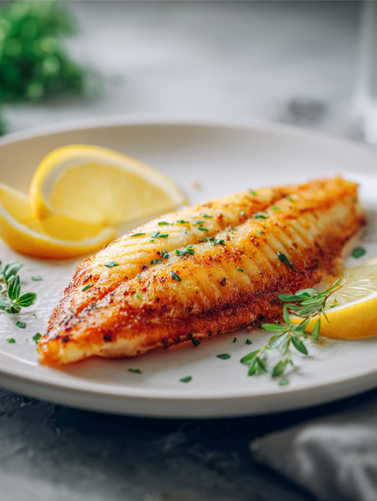 perfekt gegartes pangasiusfilet mit zitronenschnitzen