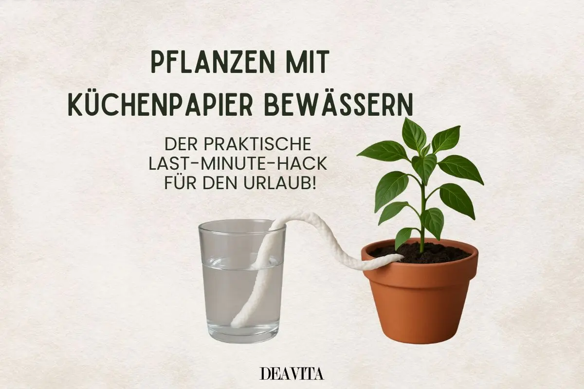 Pflanzen im Urlaub mit Küchenrolle bewässern mit coolem und einfachem Hack