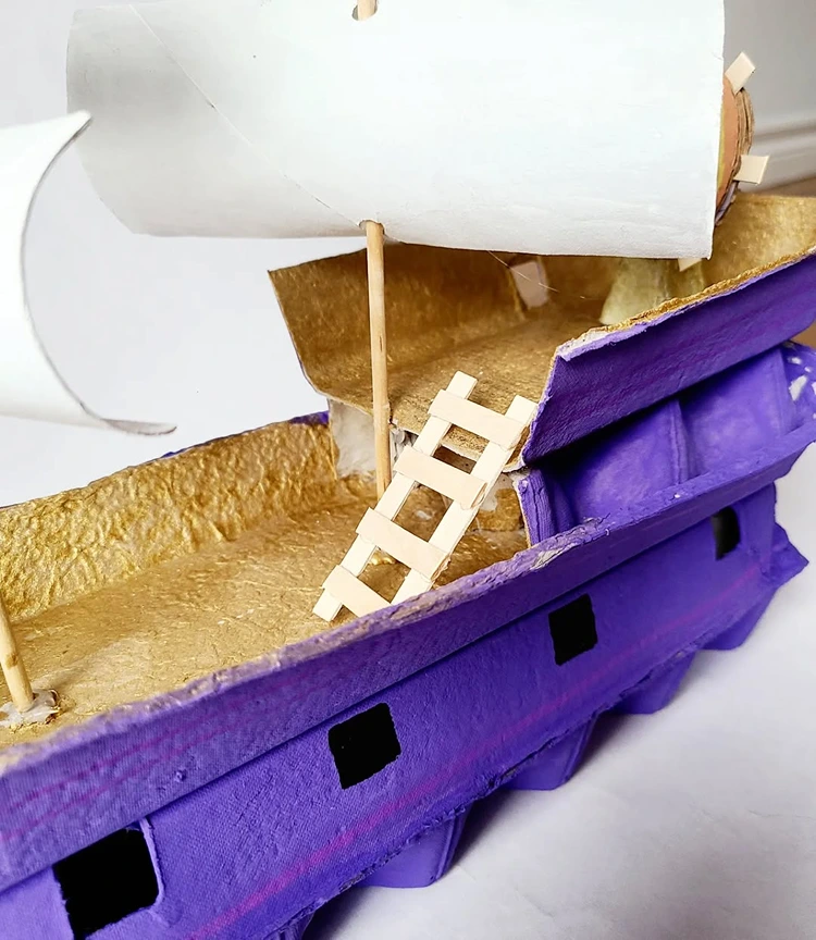 schiff basteln mit kindern aus eierkarton