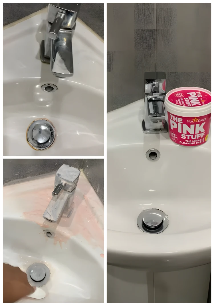 the pink stuff zum reinigen von waschbecken