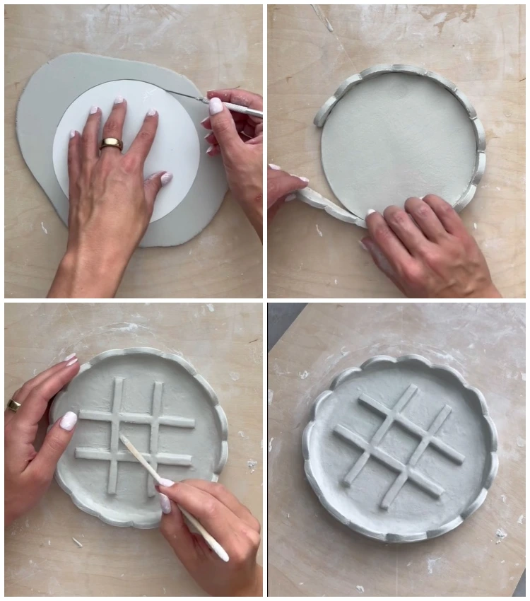tic tac toe aus air dry clay selber machen