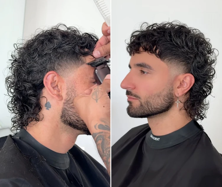 vokuhila frisur mit locken und sidecut