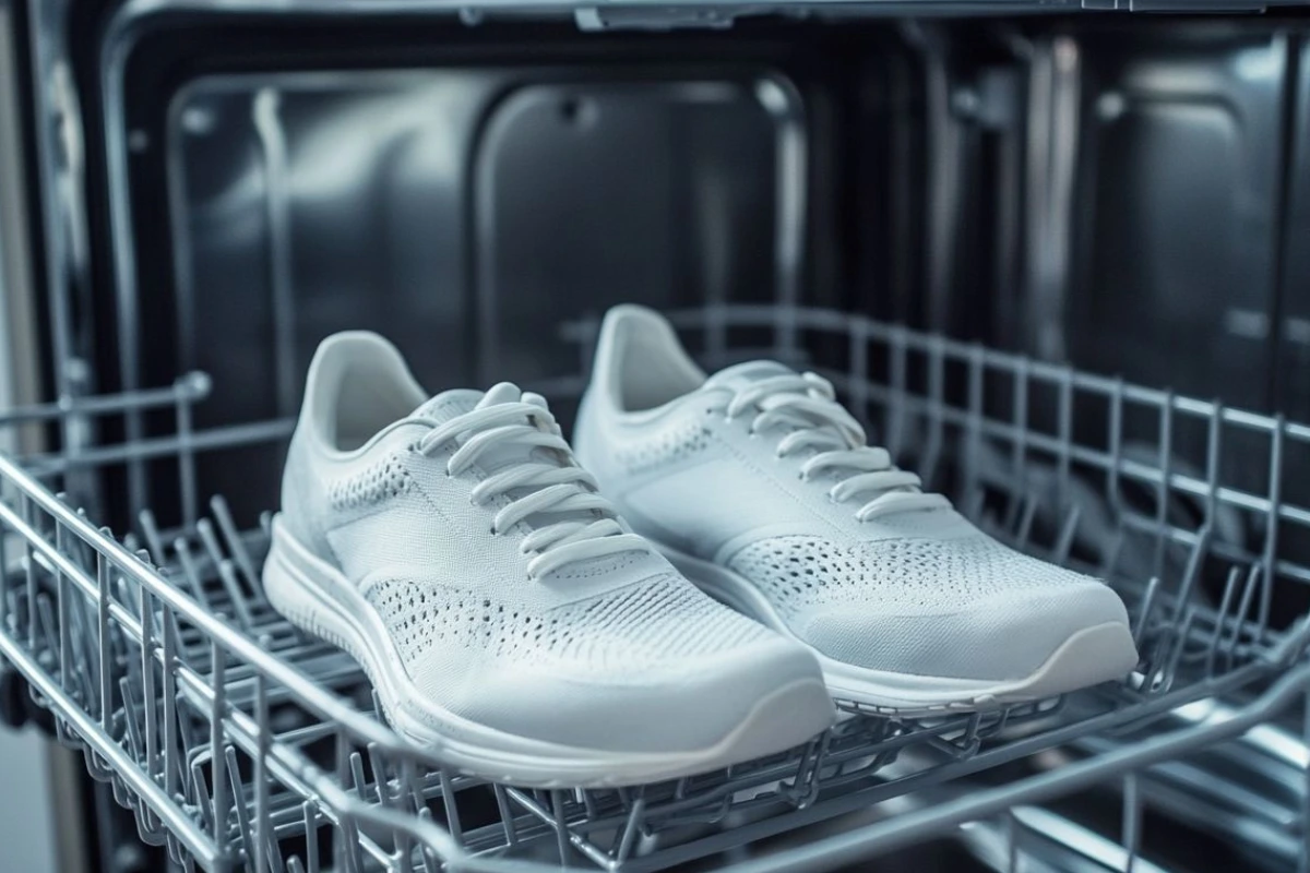 weiße turnschuhe in der spülmaschine