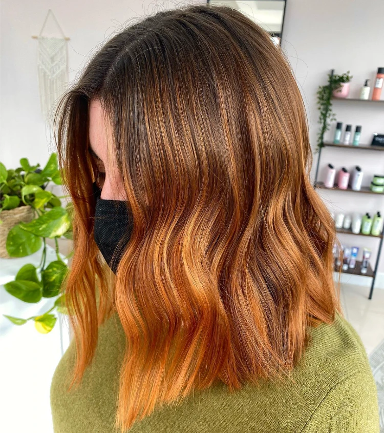 apricot copper balayage