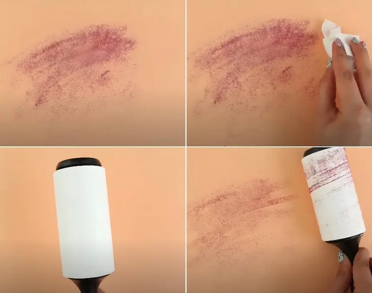 Bastel-Hacks gegen verstreutes Glitzer - Mit einer Fusselrolle aufsammeln