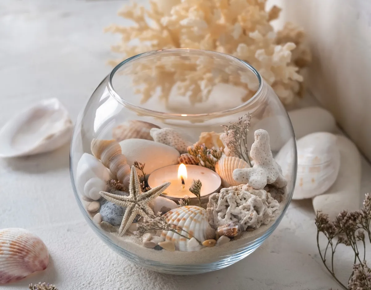 Dekoidee im maritim Stil in Glasschale