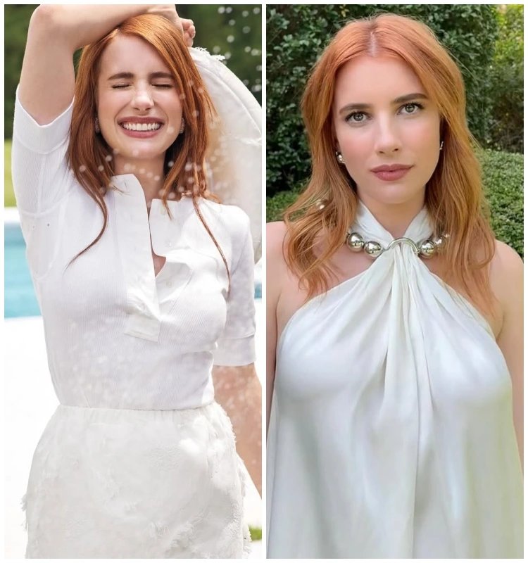 emma roberts haarfarbe kombination aus rosé apricot und goldtönen