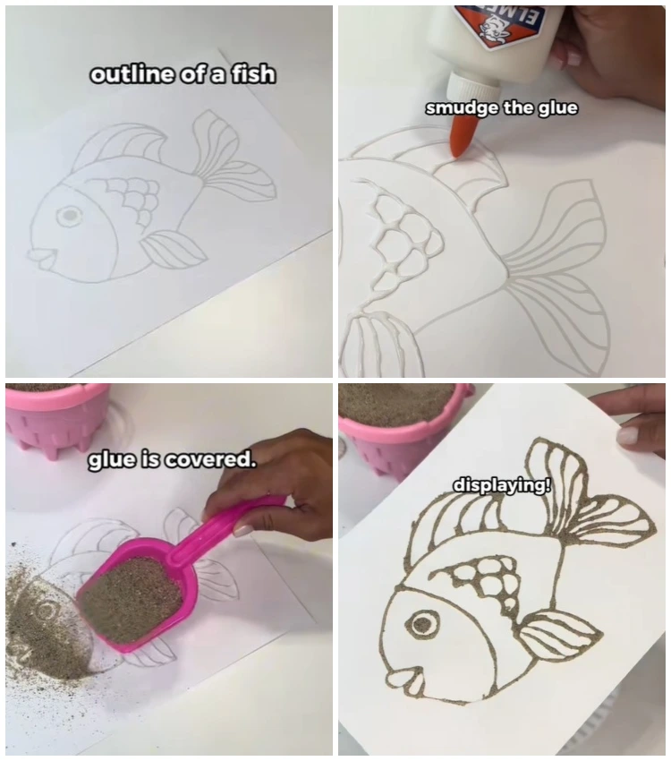 fisch sandbild selber machen anleitung für kinder