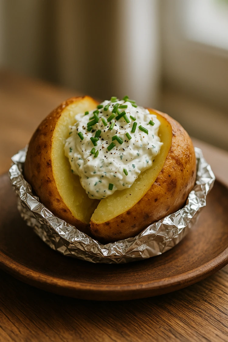 kartoffel mit frischkäse in alufolie gewickelt und im airfryer gebacken