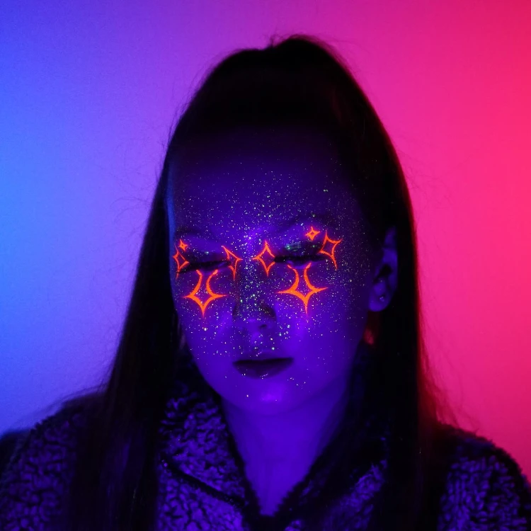 leuchten im dunkeln uv neon glitzer festival make up