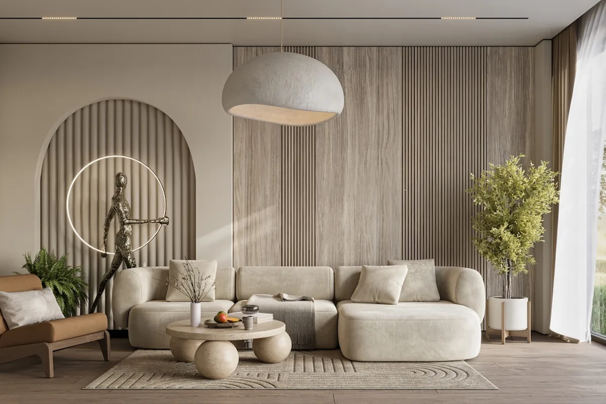 Moderne Wandgestaltung mit Holzpaneelen