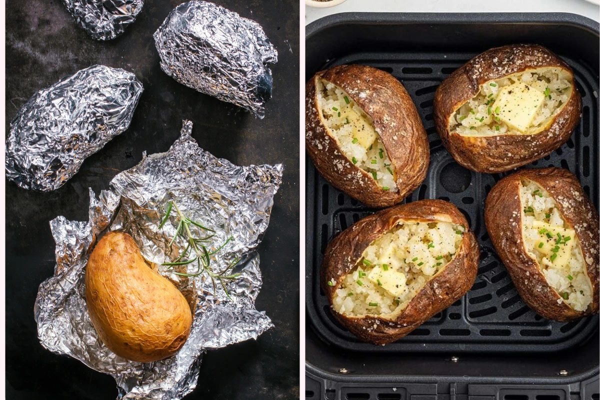 ofenkartoffel und folienkartoffel im airfryer