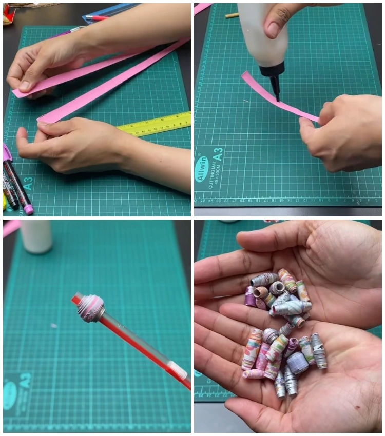 papierperlen selber machen anleitung mit strohhalm