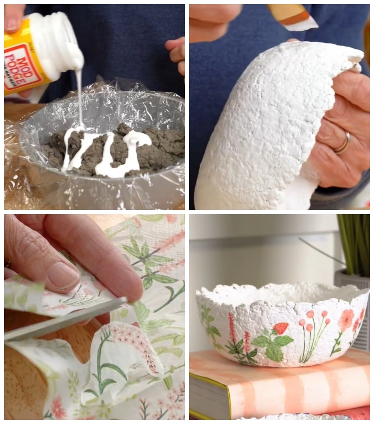 pappmache obstschale selber machen mit serviettentechnik sommer highlight