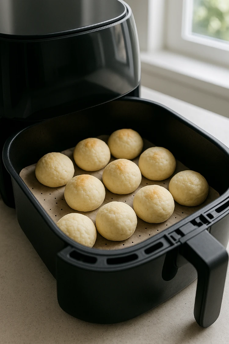 rohe quarkbällchen fertig zum backen im airfryer