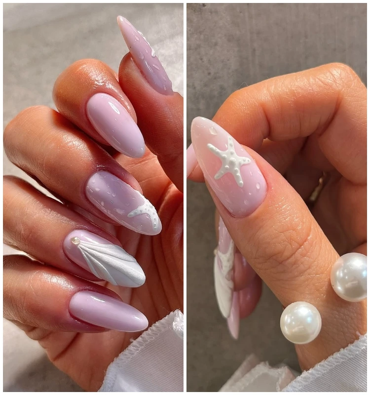 weiße 3d seesterne auf nude basis