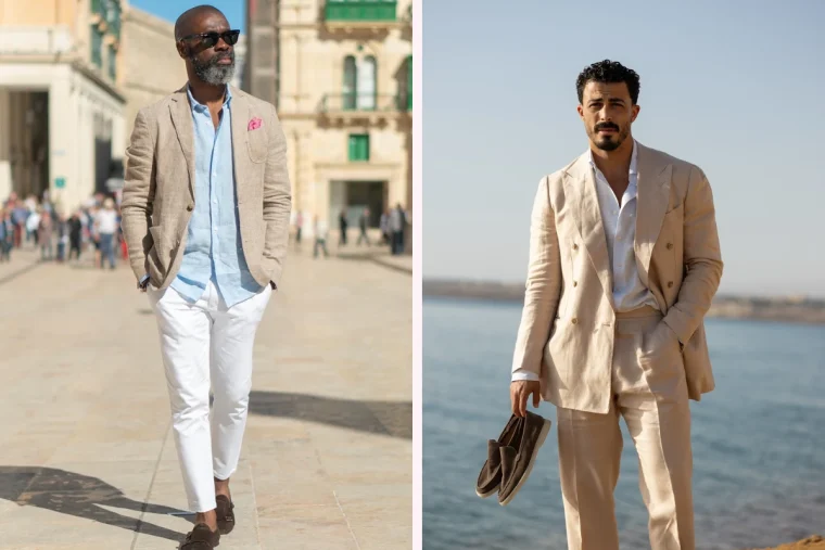 wie männer im sommer einen leinenblazer tragen