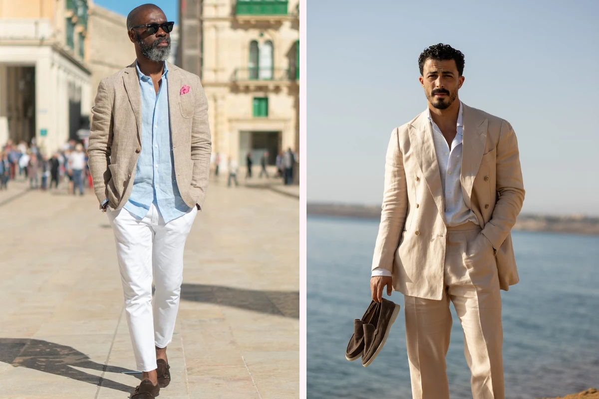 wie männer im sommer einen leinenblazer tragen