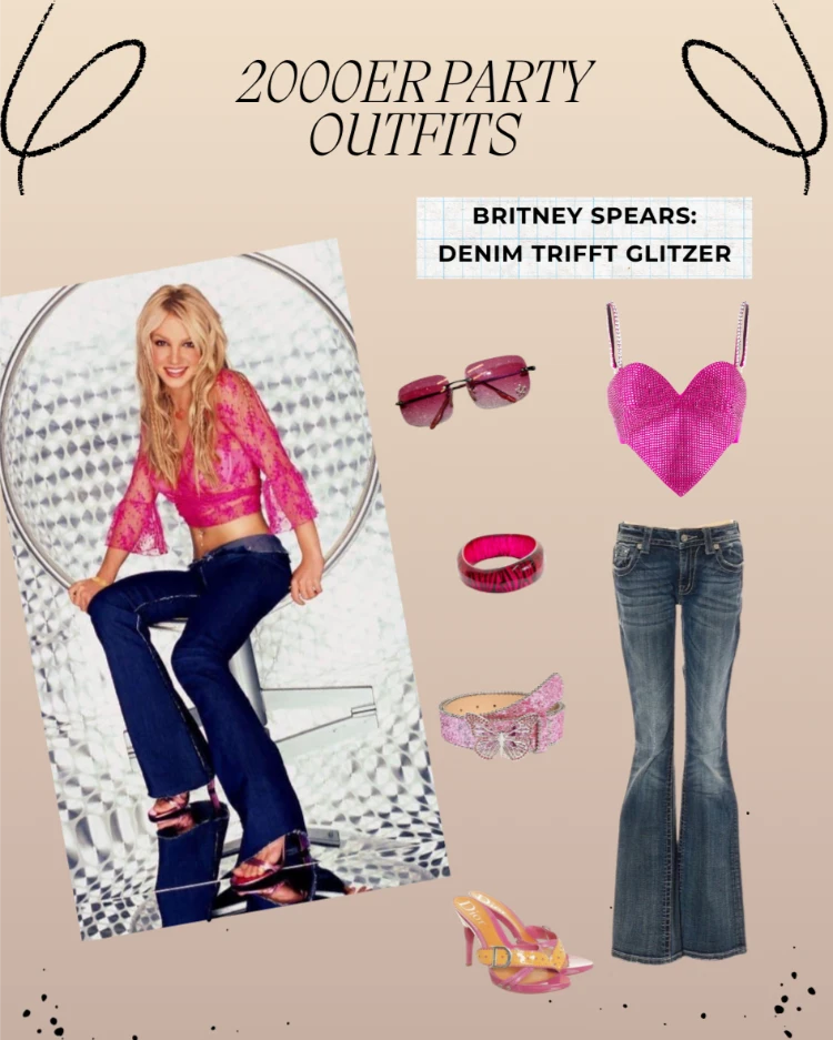 2000er party outfits britney spears denim trifft glitzer