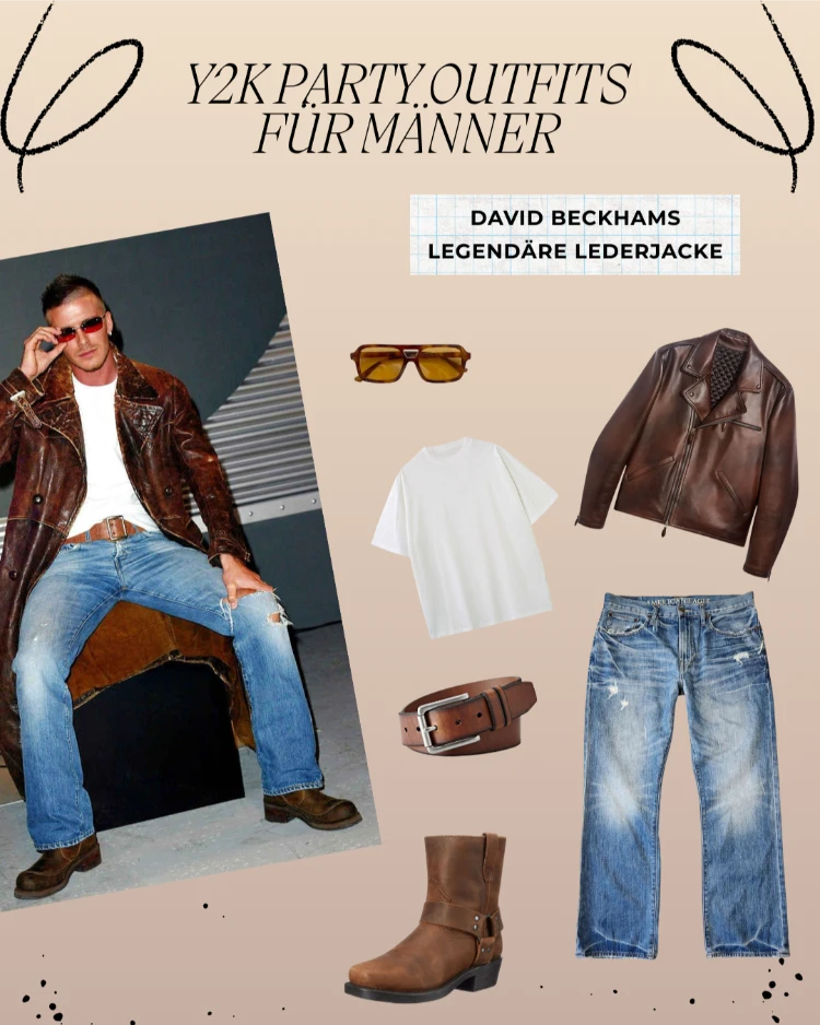 2000er party outfits für männer david beckhams legendäre lederjacke