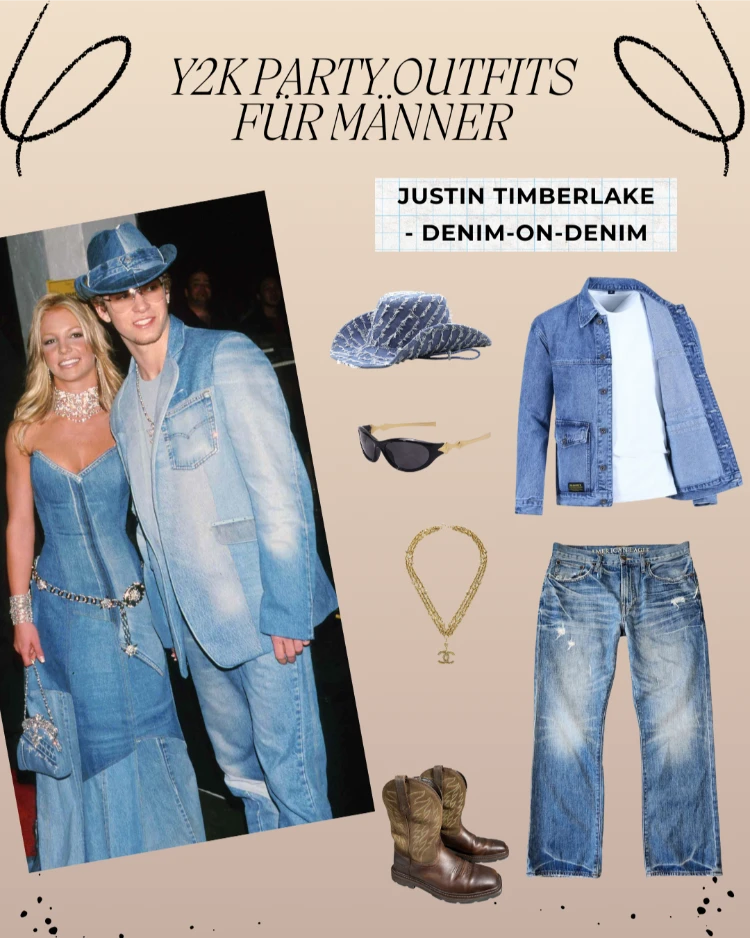 2000er party outfits für männer justin timberlake denim on denim