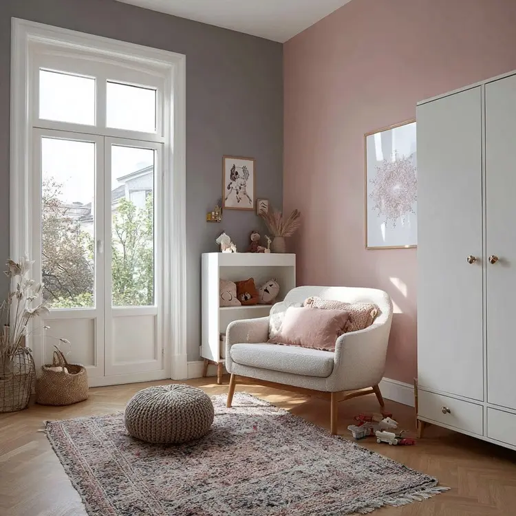 Babyzimmer mit Stuhl zum Stillen im skandinavischen Stil