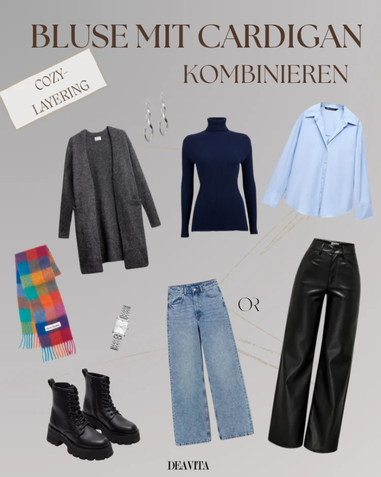bluse mit cardigan kombinieren cozy layering für kühle herbsttage