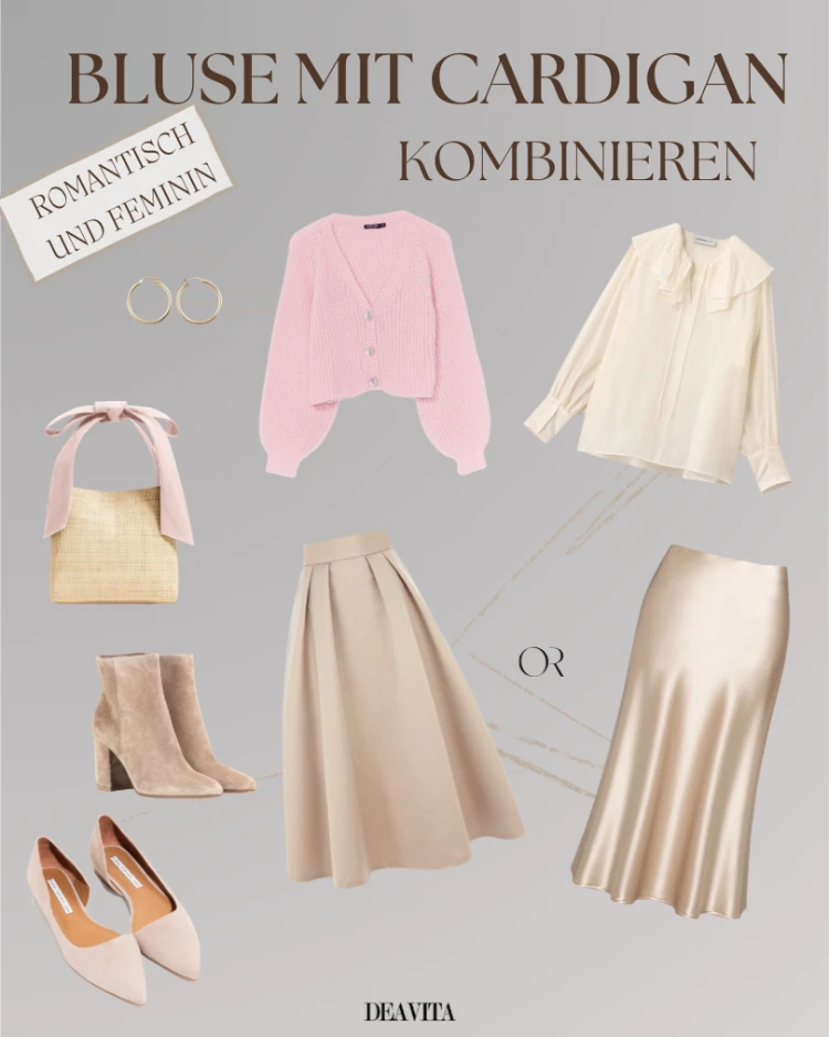 bluse mit cardigan kombinieren romantisch und feminin