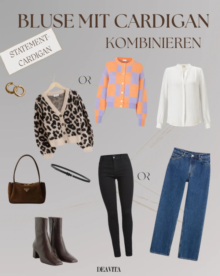 bluse mit cardigan kombinieren trendy mit statement cardigan