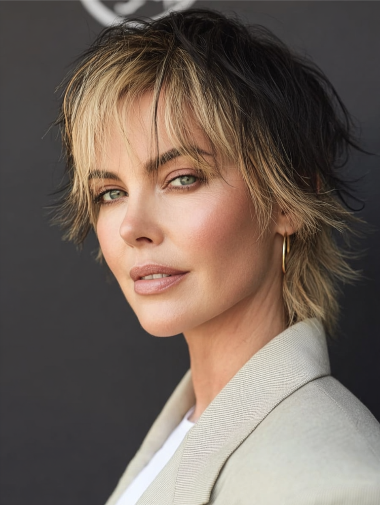 charlize theron vokuhila in blond und braun