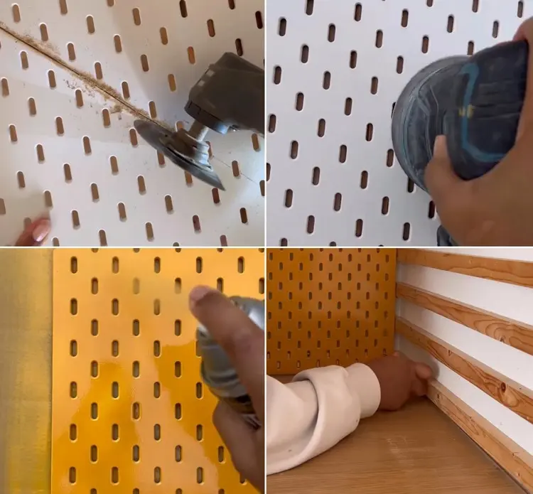 Die Lochplatte von Ikea kann geschnitten und lackiert werden