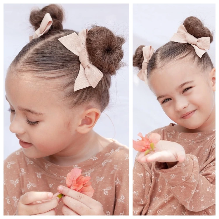 doppelte mini dutts mit schleifen erster schultag frisur