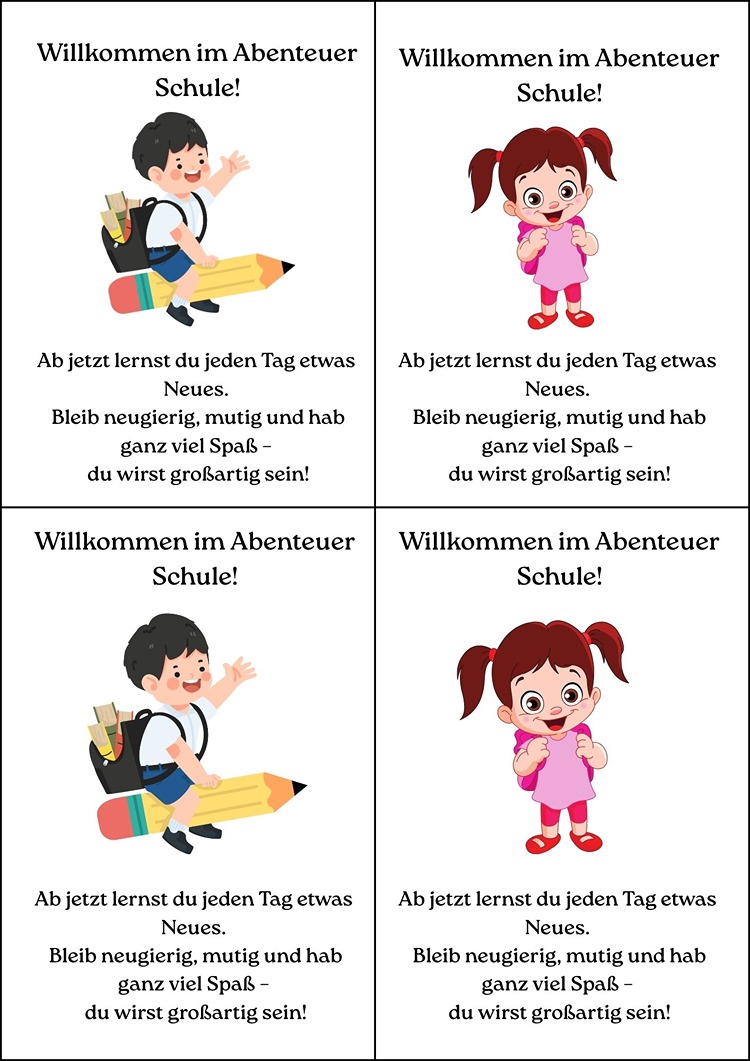 erster schultag kleine karten zum ausdrucken kostenlos