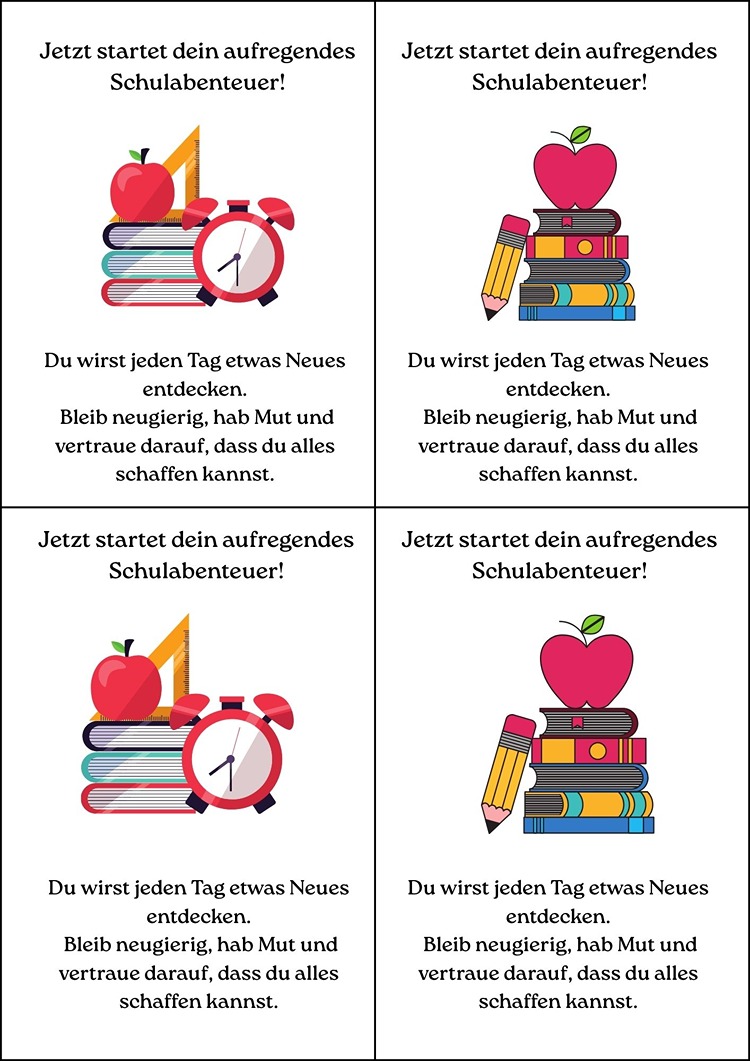 erster schultag kleine karten zum herunterladen