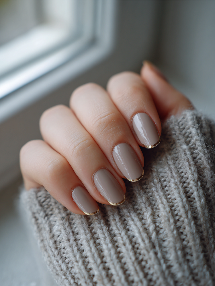 frau mit greige french nails