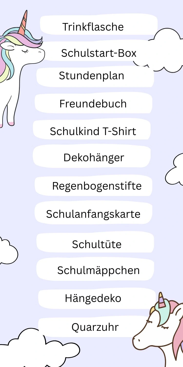 Geschenke zur Einschulung mit Einhorn-Motiv Ideen und Liste