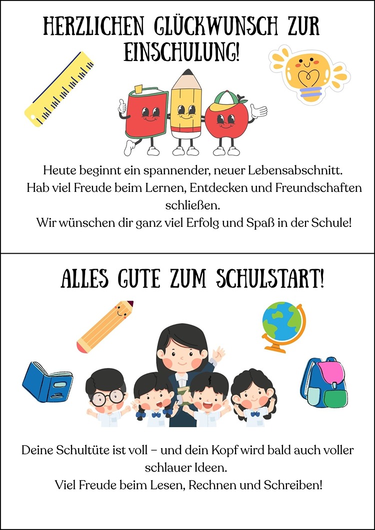 glückwünsche zur einschulung zum herunterladen