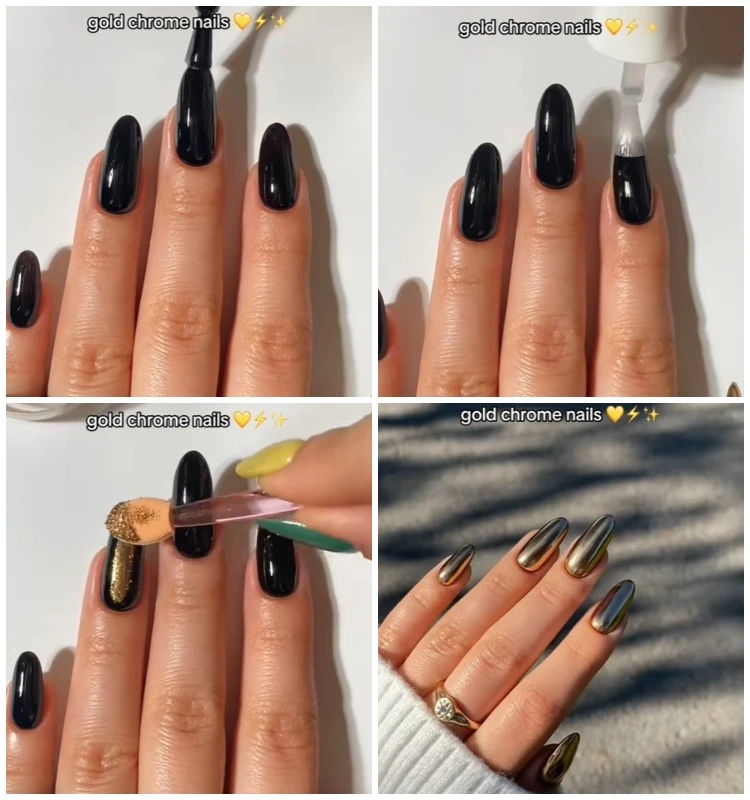 gold chrome nägel trend herbst 2025