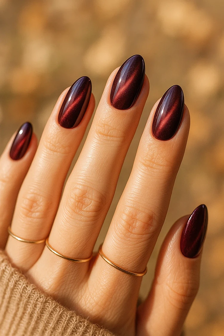 herbst nägel cat eye effect