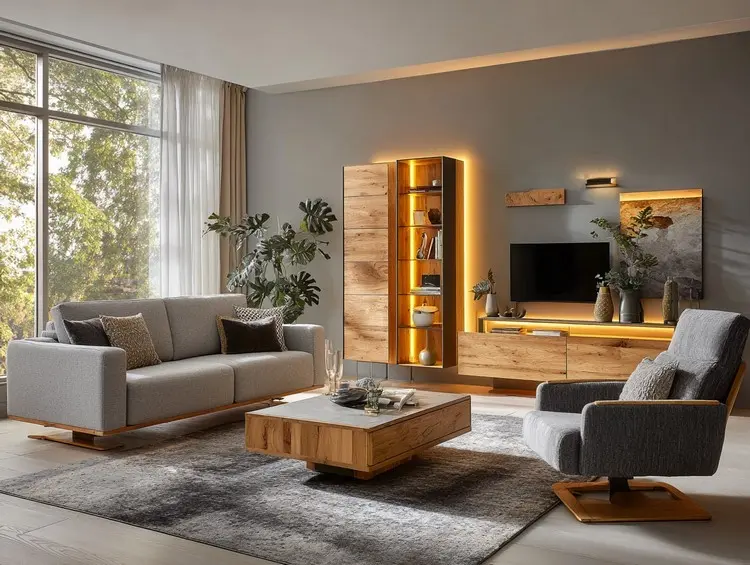 Ideen für indirekte Beleuchtung im Wohnzimmer - Möbel mit Licht hervorheben