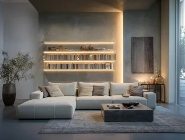 Ideen für indirekte Beleuchtung im Wohnzimmer - Regale mit Büchern oder Deko beleuchten