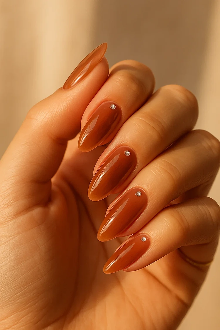 karamell nägel mit glas effekt für den herbst