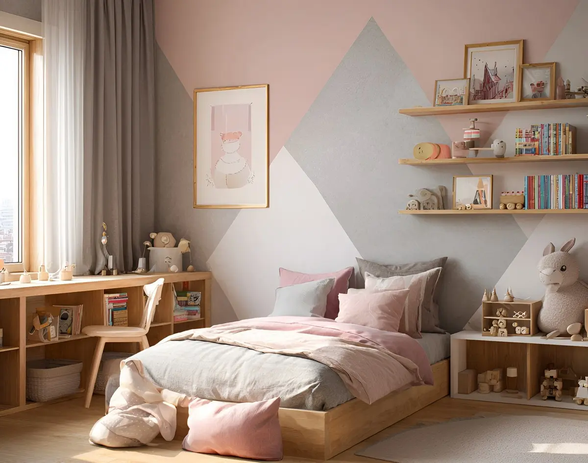 Kinderzimmer grau-rosa streichen für ein modernes, warmes Ambiente