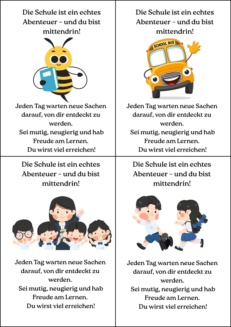 kleine karten zum ersten schultag zum herunterladen