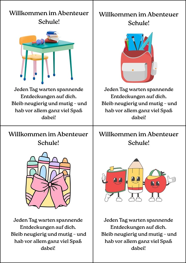 kleine karten zum ersten schultag